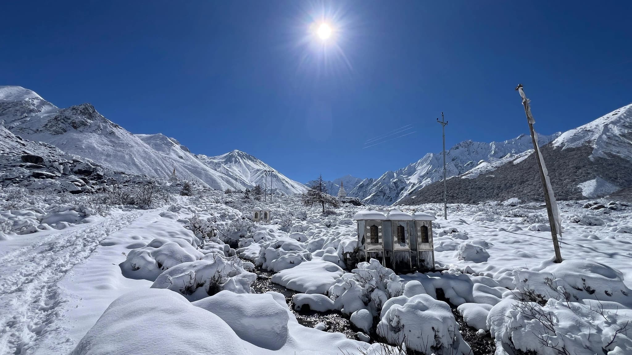 Trek from Langtang village to Kyanjin Gompa 3,830 m – (9.5km/ 3/4 hours)