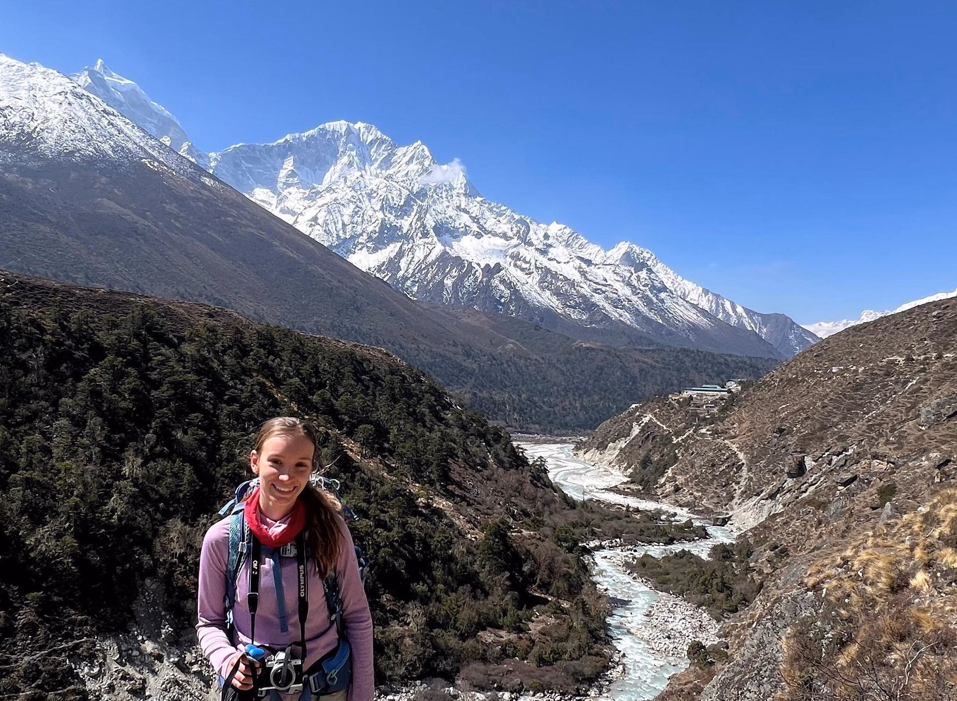 Trek from Tengboche Monastery to Dingboche (Altitude: 4320 m/13845 ft) 9 km -5-6 Hours