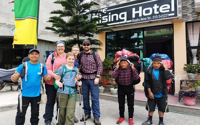 Trek from Syafrubensi to Lama Hotel 2,450 m – (11km/6/7 hours)