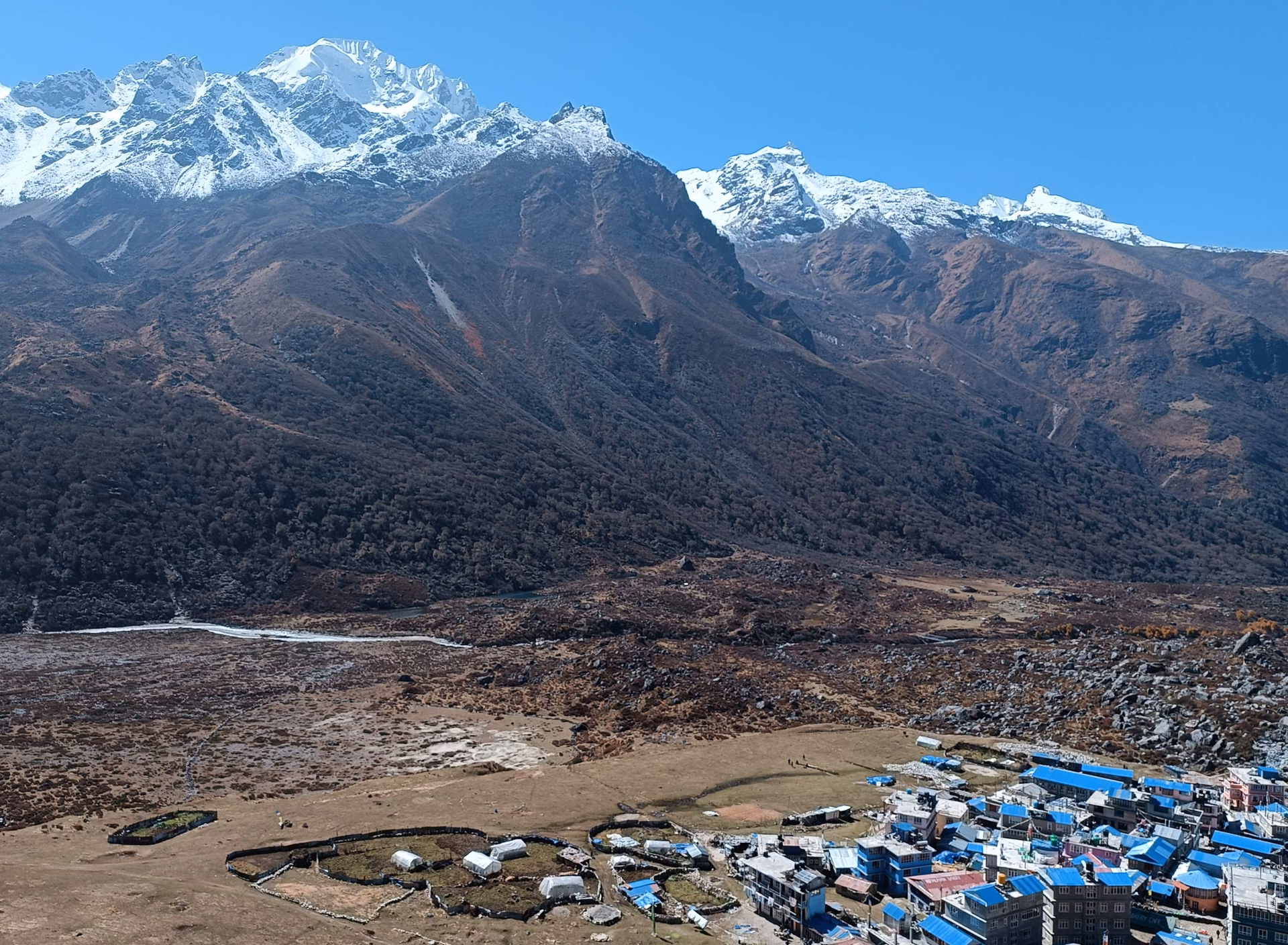 Trek from Langtang Village - Kyanjin Gompa (3870m -3/4 hrs then hike to Kyanin Viewpoint (4380m) -2/3 Hrs