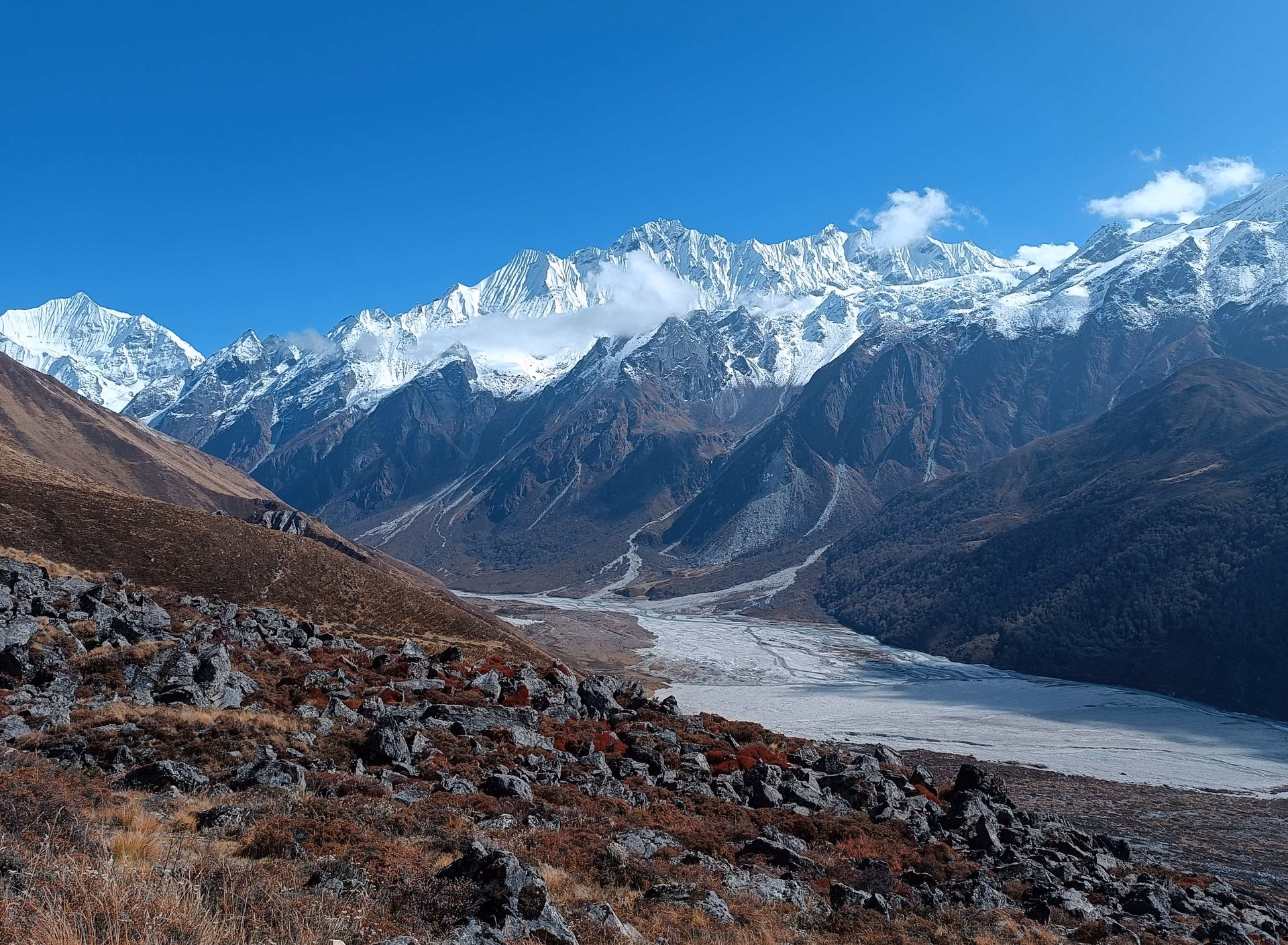 Trek from Langtang Village - Kyanjin Gompa (3870m -3/4 hrs then hike to Kyanin Viewpoint (4380m) -2/3 Hrs