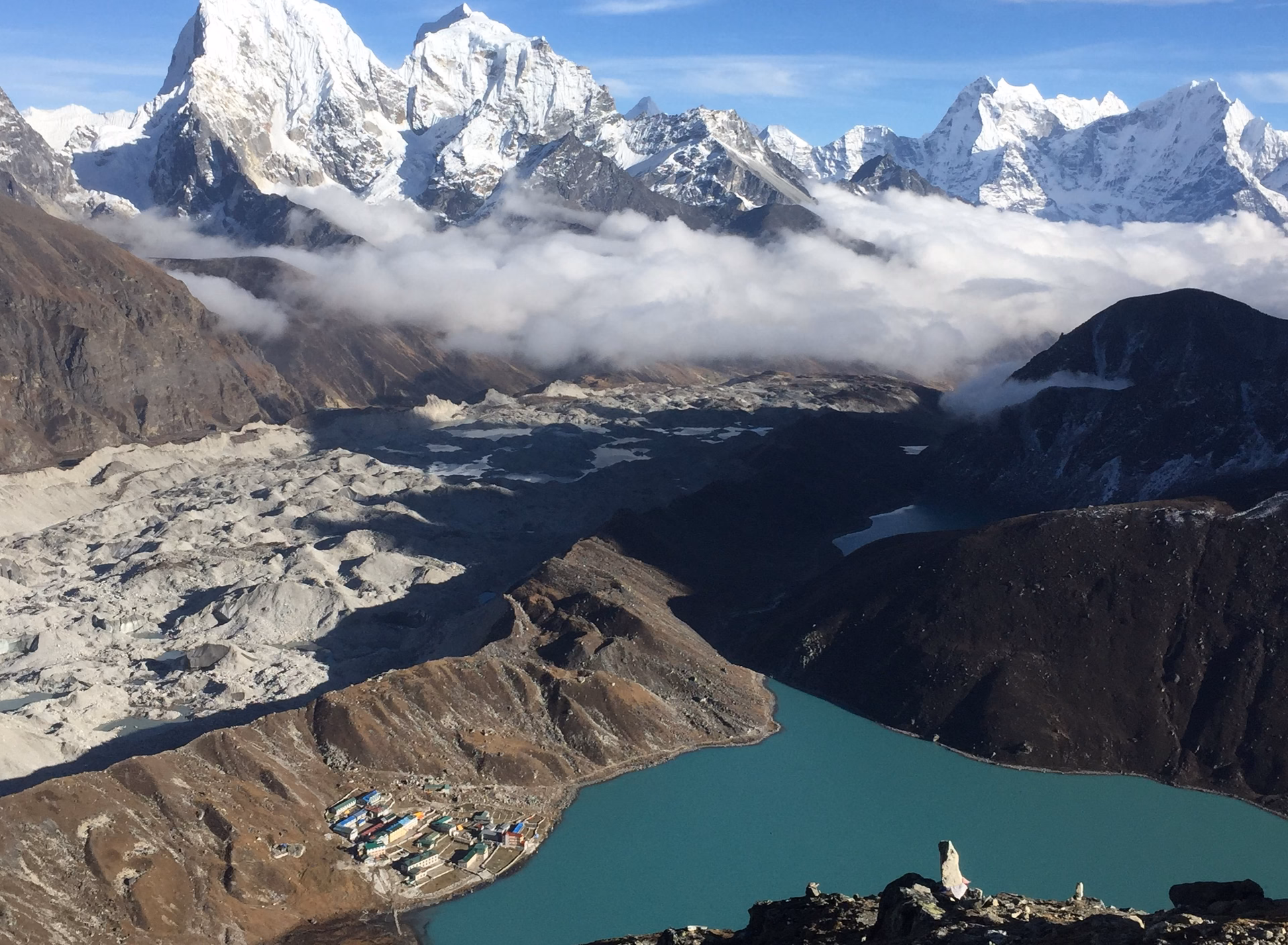 Morning hike to Gokyo Ri - 1 Hrs (5357 m) then back to down Dole -4010 m (6/7 Hrs)