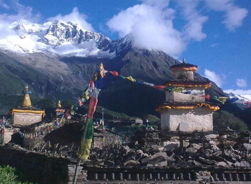 Beautiful Samdo Village on the way to Manaslu trek