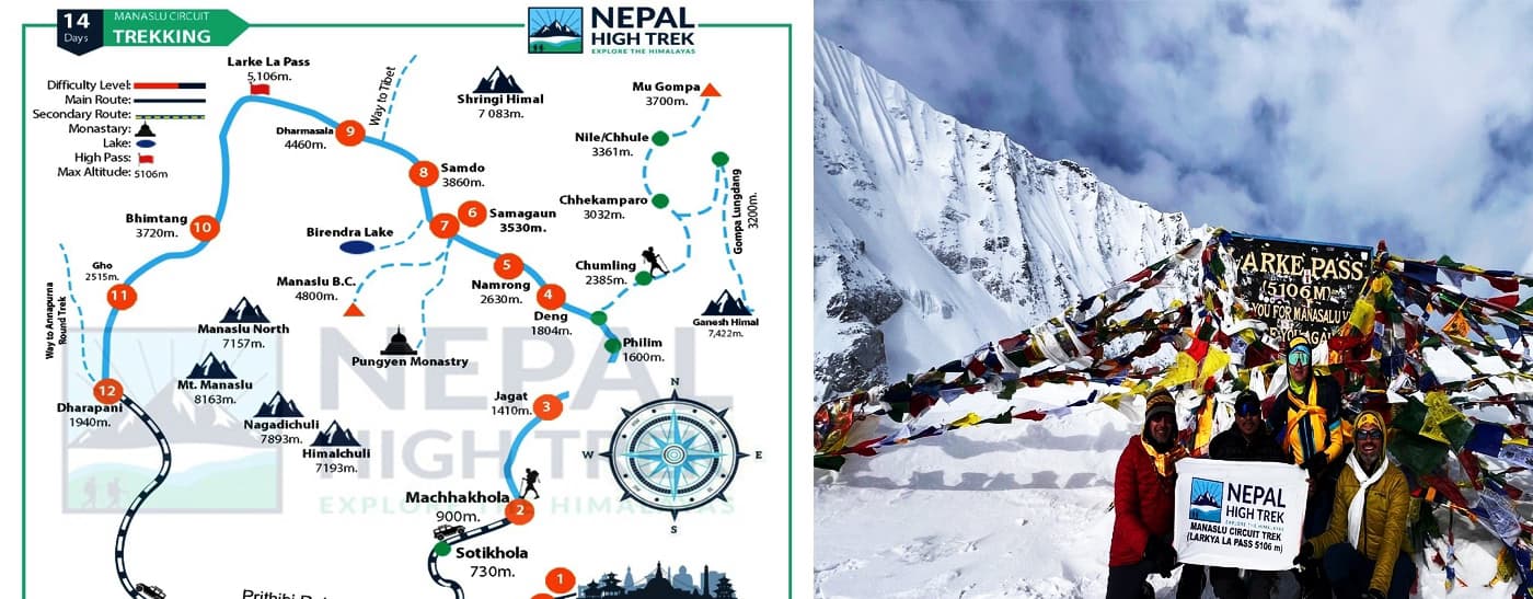 Manaslu Circuit Trek Map and Route
