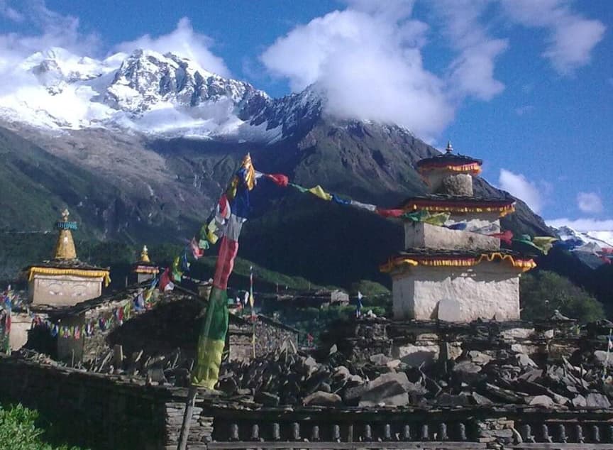 Beautiful Samdo Village on the way to Manaslu trek