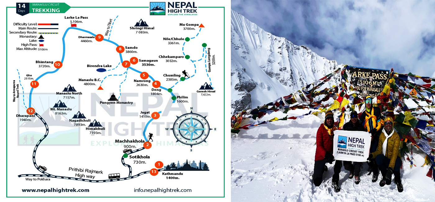 Manaslu Circuit Trek Map and Route